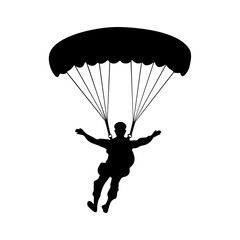 a parachute person paragliding in sky silhouette.