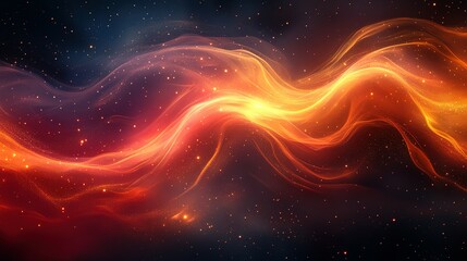 Fototapeta premium Abstract fiery waves glowing in dark space