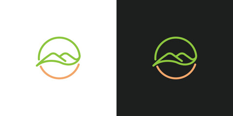 Hill or Mountain with Circle Logo Design