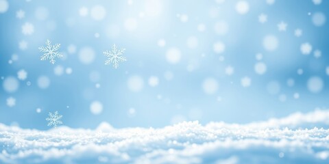 Obraz premium Serene Winter Wonderland Scene with Falling Snowflakes and a Softly Lit Snowy Landscape