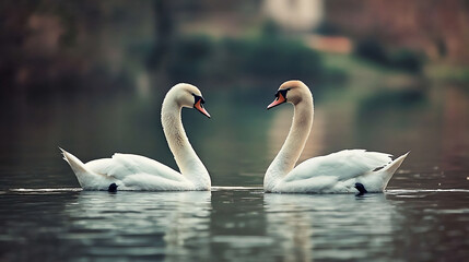 Obraz premium valentine's day love swans