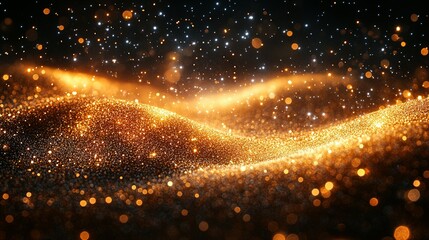 Golden Glittering Waves Of Light Sparkle Beautifully