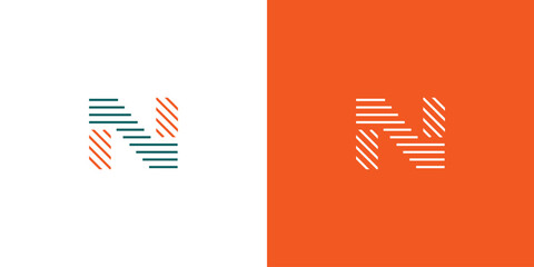 Letter N with Line Logo Design
