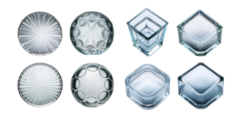 Elegant Transparent Glassware on Clear Background