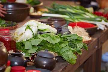 Ingredients for making kimchi Vegetables