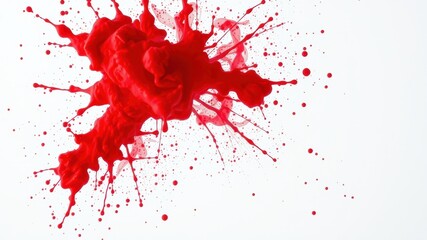 Vibrant Red Liquid Explosion A Dynamic Splash of Color on White Background