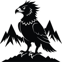 Obraz premium harpy eagle animal in mountain black color silhouette vector