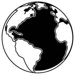 Earth Globe Line Art Vector Illustration