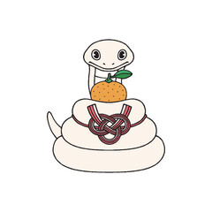 鏡餅風に飾られた蛇