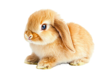 Sweet little bunny with long ears on transparent png background soft fur in a cute environment