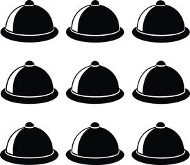 Fototapeta premium set consistent cloche hat black color silhouette vector 