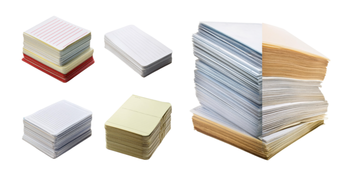 Colorful Stacks of Note Cards on Transparent Background - Powered by Adobe