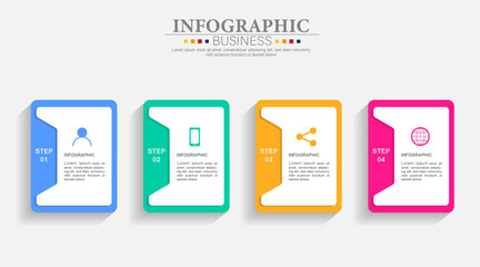 Vector infographic template with icons and 4 options or steps. Infographics for business concept. Can be used for presentations banner, workflow layout, process diagram, flow chart, info graph.