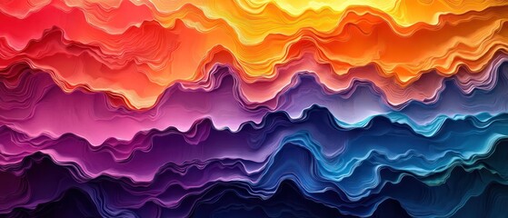 Fototapeta premium Colorful layered abstract waves texture art.