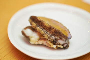 Boiled abalone on a plate