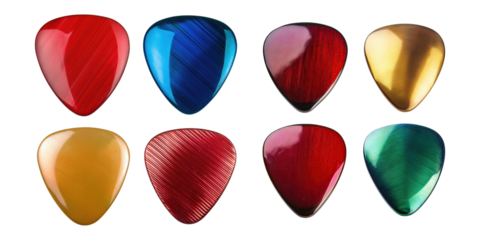 Colorful Guitar Picks on Transparent Background