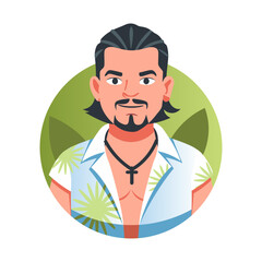 Fototapeta premium Chicano artist portrait illustration in flat style 