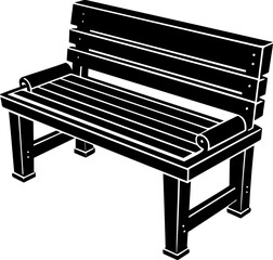 Minimalist Flat Vector Silhouette Icon of a Bench - Isolated Design