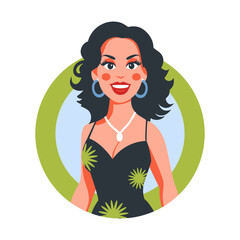 A flat illustration of female cuban singer 