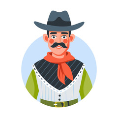 Mexican cowboy character illustration in flat style 