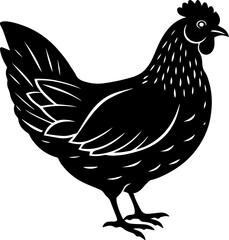 Chicken Silhouettes on a Clean White Background