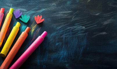 Colored chalk and blackboard