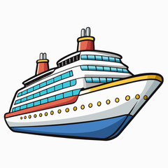 Fototapeta premium Sleek Minimalist Black Vector of a Modern Cruise Ship