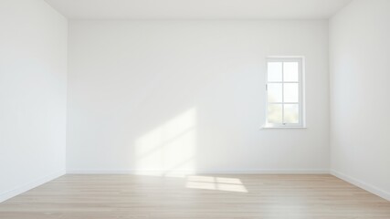 Fototapeta premium Empty Room Interior Design Mockup with Sunlight Streaming Through Window