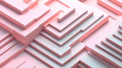 Abstract Pink and White Geometric Shapes Design