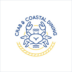 Obraz premium Simple Logo with Crab coastal dining icon. Simple Logo with crab icon for social media, app, and web design. Vector illustration.