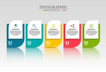 infographics design template icons with speech bubble and 5 step options