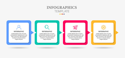 Vector infographic label template with icons. 4 options or steps. Infographics for business concept. 