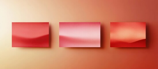 Three square red gradient abstract designs.