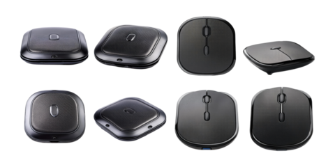 Multiple Views of Black Computer Mouse Design