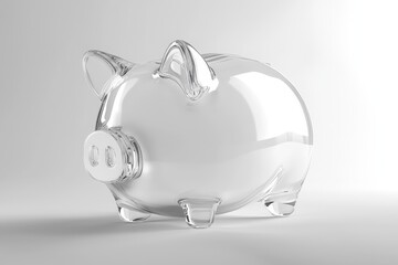an empty piggy bank with a transparent glass body