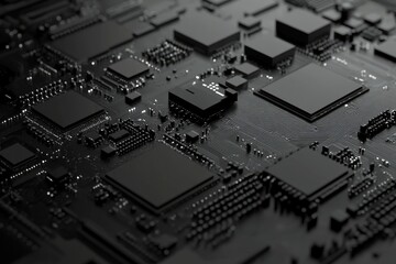 Dark Motherboard Circuit Board Technology Components