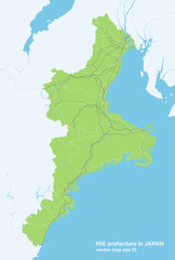 日本の三重県のシンプルな緑色のロードマップ