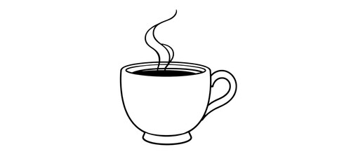 A thick-lined doodle of a coffee cup with steam rising, drawn in simple outlines with no fill color, placed on a plain white background.

