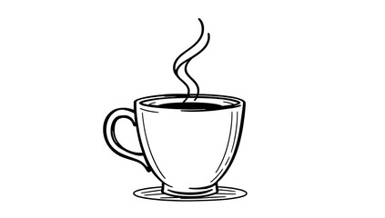 A thick-lined doodle of a coffee cup with steam rising, drawn in simple outlines with no fill color, placed on a plain white background.

