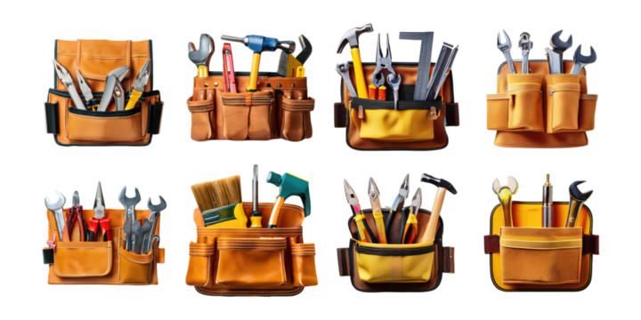 Tools in Pockets on Transparent Background