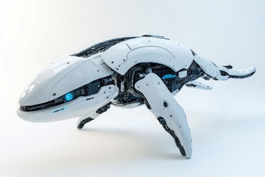 Futuristic Robotic Whale Design In White