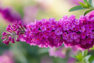Vibrant Purple Butterfly Bush Flowers in Full Bloom Surrounded by Lush Greenery in a Garden Setting on a Bright Sunny Day