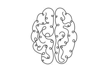 continuous human brain  single line art Hand drawn minimalism style isolated on white background 