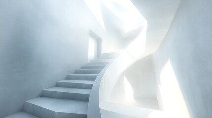 Fototapeta premium Bright and Open Spiral Staircase with Natural Light