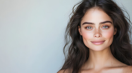 Obraz premium Timeless Beauty Portrait with Natural Makeup and Glowing Skin 