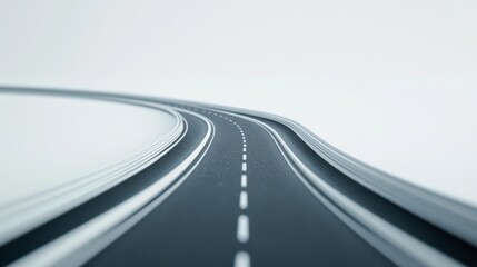 Curved Road on a Minimalist White Background