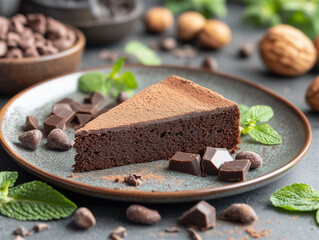 Picture of Food: Chocolate Cake Piece on a Plate