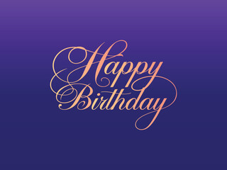 Beautiful luxury Happy Birthday text on blue gradient background vector template