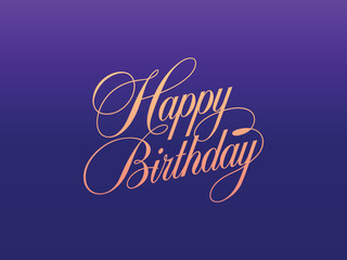 Beautiful luxury Happy Birthday text on blue gradient background vector template
