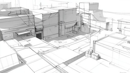 Dynamic Urban Blueprint with High Contrast Angles